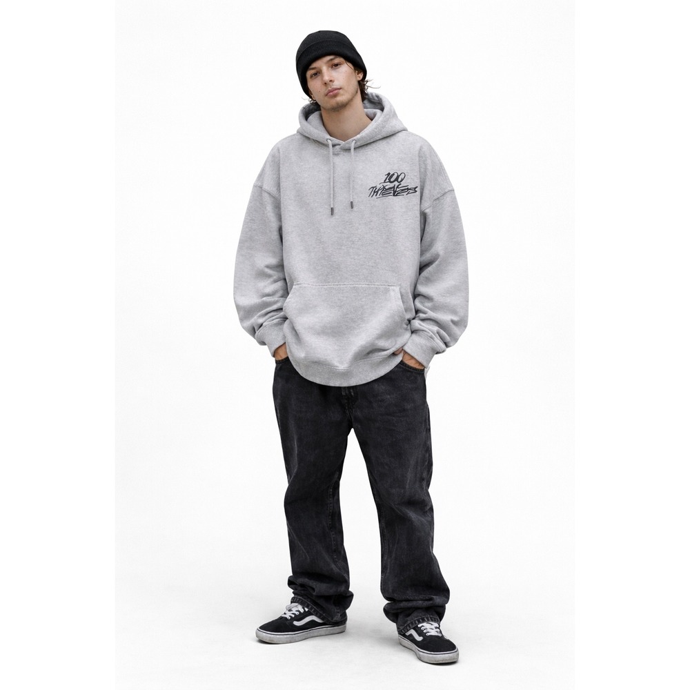 100‎ THIEVES Oversized Heavyweight Hoodie 3X Gray Streetwear Skater Gamer